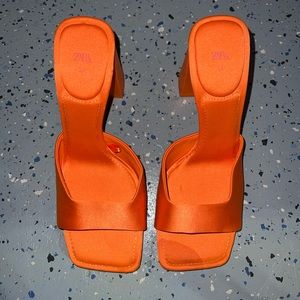 Zara orange block heel
